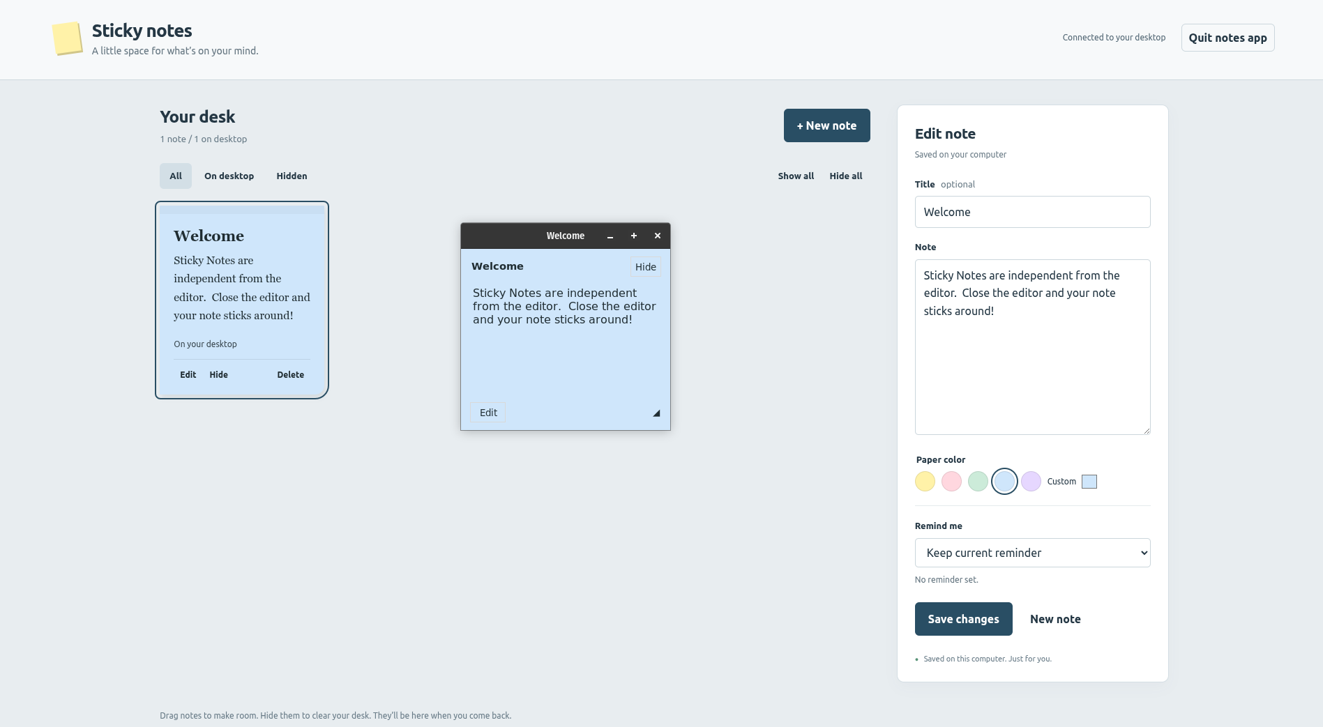 Sticky Notes screenshot