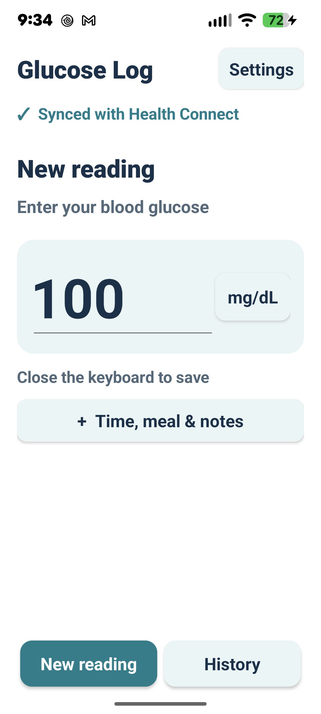 Glucose Log screenshot